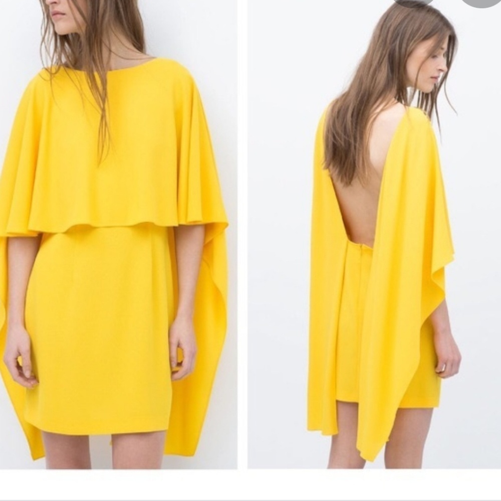 Zara Yellow Cape Dress